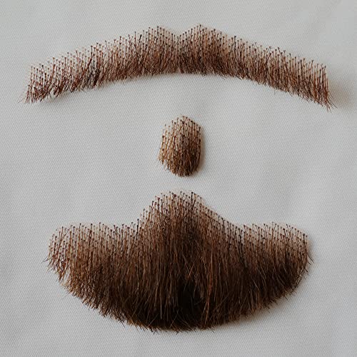 Realistic Human Hair Beard and Moustache Set Various Sizes