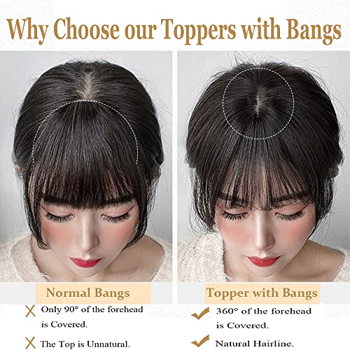 100% Remy Human Hair Clip-In Bangs Topper for Instant Style Change Medium - Image 4