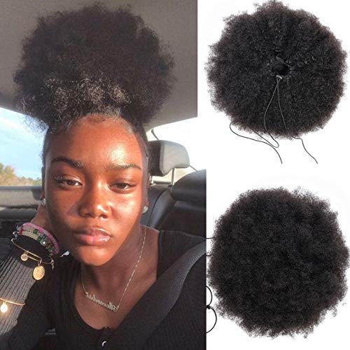 Short Afro Puff Drawstring Ponytail Hair Piece - Natural Black, 4B/4C Texture