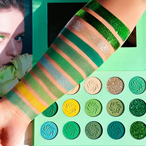 Mac 12 Shade Green Eyeshadow Palette Rich Pigment Vibrant Eye Looks - Image 10
