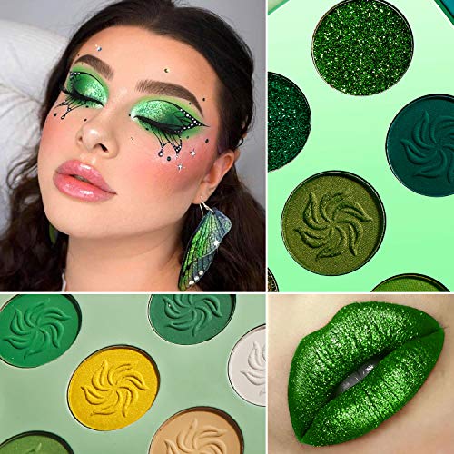 Mac 12 Shade Green Eyeshadow Palette Rich Pigment Vibrant Eye Looks - Image 3