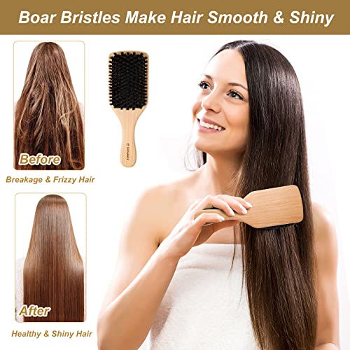 Pure Boar Bristle Hair Brush 100% Natural - Image 3