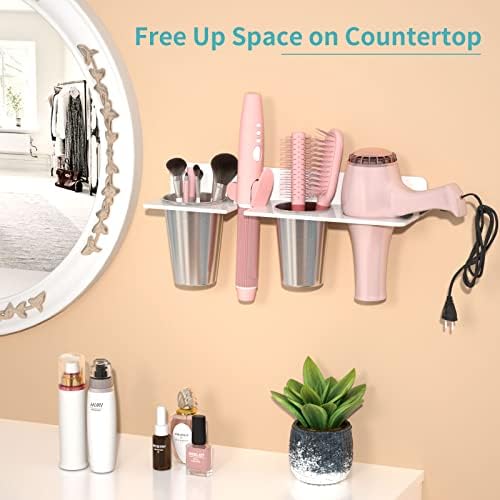 Durable Metal Wall-Mounted Blow Dryer Holder for Bathroom - Image 2