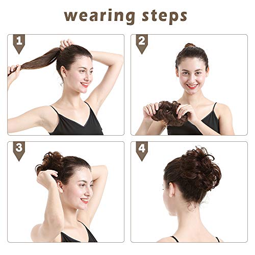 Messy Human Hair Bun Extensions for Elegant Updos and Hairstyles, Natural Brown - Image 6