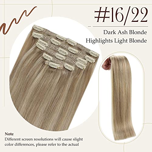 20 Inch Blonde 100% Human Hair Clip-In Extensions, Full Head Set - Image 2