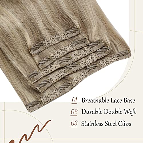 20 Inch Blonde 100% Human Hair Clip-In Extensions, Full Head Set - Image 5