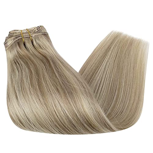 20 Inch Blonde 100% Human Hair Clip-In Extensions, Full Head Set - Image 9