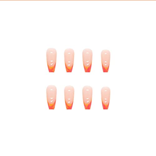 Orange Ombre Acrylic Nails Set - 24 Piece Reusable French Tip Manicure Kit - Image 2