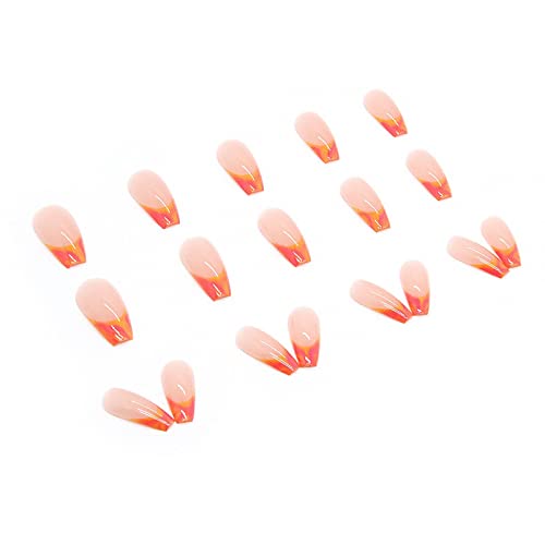Orange Ombre Acrylic Nails Set - 24 Piece Reusable French Tip Manicure Kit - Image 3