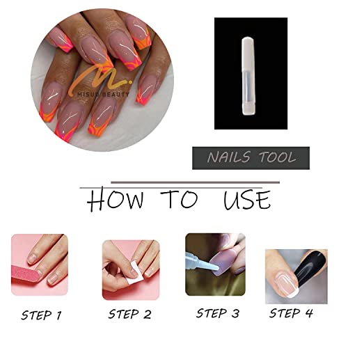 Orange Ombre Acrylic Nails Set - 24 Piece Reusable French Tip Manicure Kit - Image 6