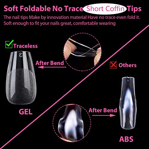 Short Coffin Acrylic Nails, Easy Application, Stylish, 500 Count - Image 4