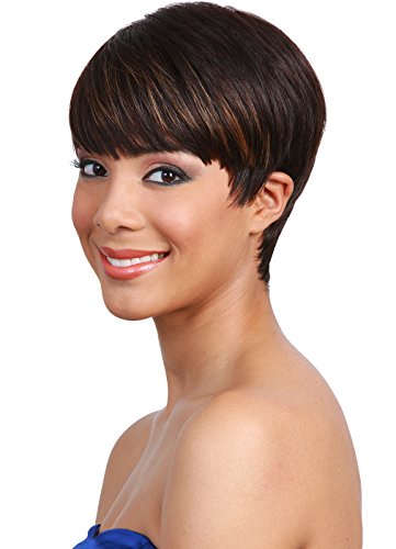 Bobbi Boss Ema Bang 14 Inch 100% Human Hair Wig - Natural Look, Adjustable