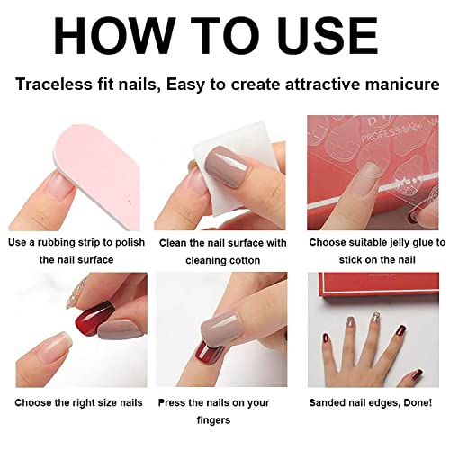 Orange Coffin Acrylic Nails 24 Piece Set Medium Length - Image 7