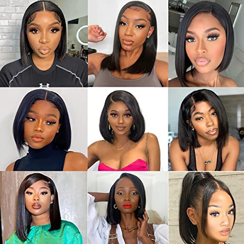 Short Human Hair Blunt Cut Wig, Natural Look, Adjustable Size, Medium Cap - Image 6