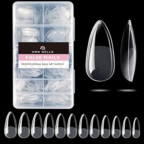 Almond Short Nail Shapes Clear Acrylic Tips for Natural Look