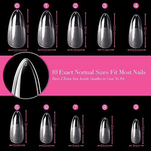 Almond Short Nail Shapes Clear Acrylic Tips for Natural Look - Image 7