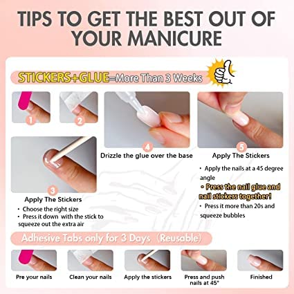 Ombre Almond Shaped Acrylic Nails Kit - 24 Piece Set - Image 6