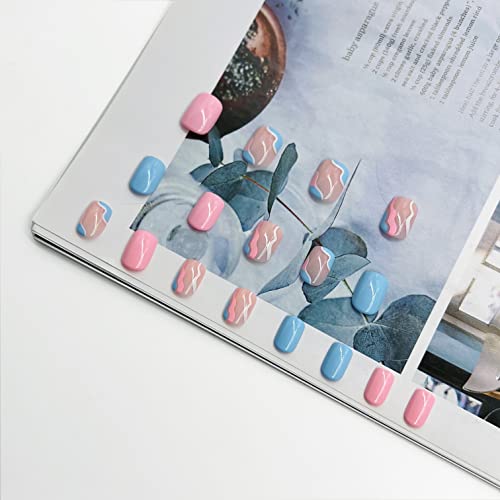 Baby Blue Square Acrylic Nails - Durable, Stylish, 24 Pcs, Nail Art, Extensions - Image 4