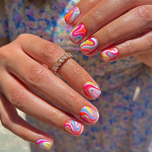 Short Square Round Acrylic Nails for Easy Application Stylish Look 100 Count