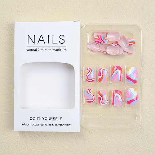 Short Square Round Acrylic Nails for Easy Application Stylish Look 100 Count - Image 4