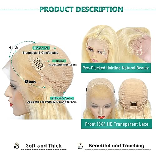 13-Word Blonde Human Hair Wig for Women, Natural Look, Comfortable Fit, Medium Size - Image 3