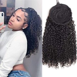 100% Natural Remy Black Human Hair Ponytail Extension 20 Inch Long Easy Style