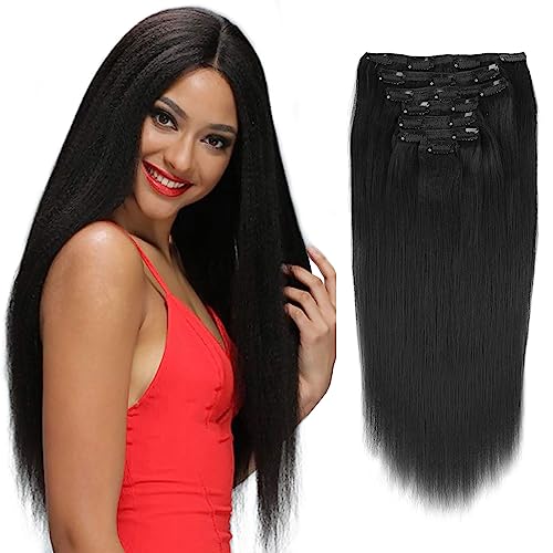 18 Inch Black Clip-In Human Hair Extensions for Instant Volume and Length