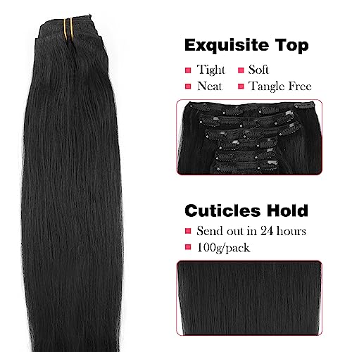 18 Inch Black Clip-In Human Hair Extensions for Instant Volume and Length - Image 2