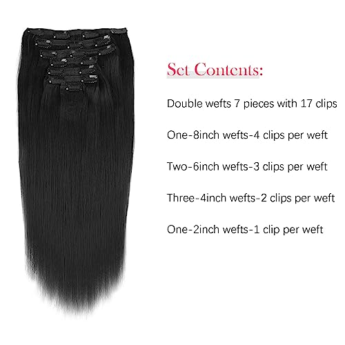 18 Inch Black Clip-In Human Hair Extensions for Instant Volume and Length - Image 4