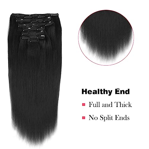 18 Inch Black Clip-In Human Hair Extensions for Instant Volume and Length - Image 6