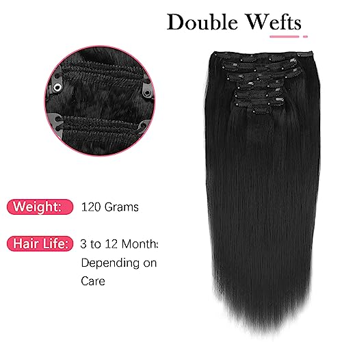 18 Inch Black Clip-In Human Hair Extensions for Instant Volume and Length - Image 5