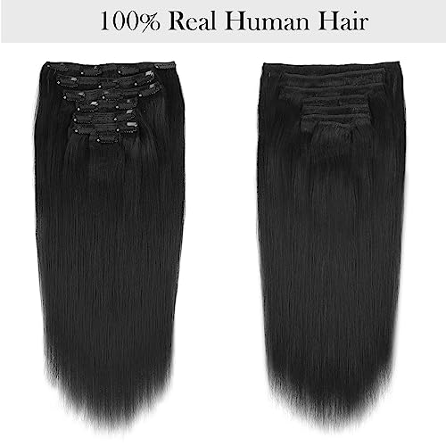 18 Inch Black Clip-In Human Hair Extensions for Instant Volume and Length - Image 8