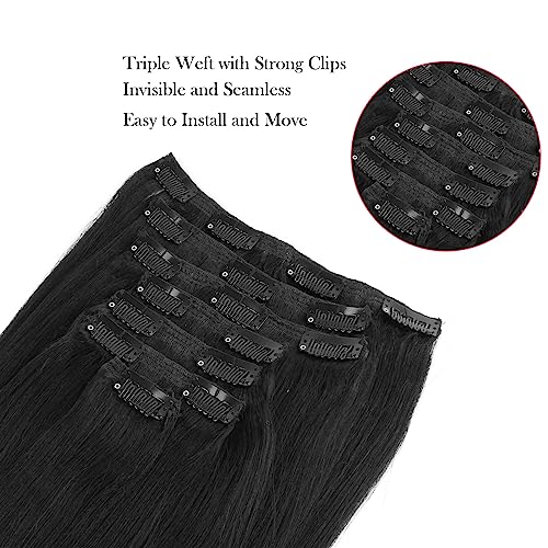 18 Inch Black Clip-In Human Hair Extensions for Instant Volume and Length - Image 7