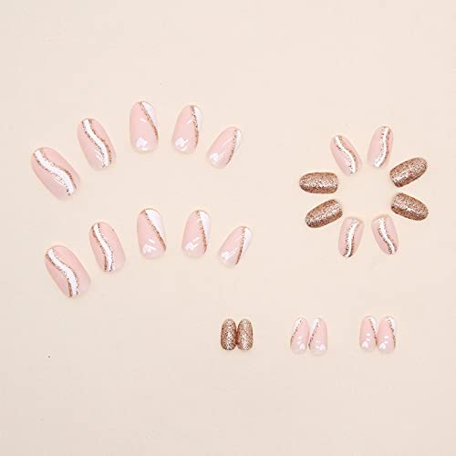 24pc Gold Glitter Acrylic Nail Set for Stunning Nail Art and Easy Application - Image 4