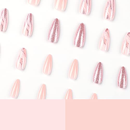 Sparkling Almond Shaped Acrylic Nails Set for Beautiful Nail Art and Design - Image 5