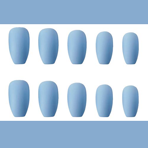 Baby Blue Coffin Acrylic Nails - Image 2