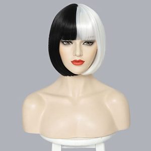 Cruella De Vil Human Hair Cosplay Wig, Adjustable One Size Fits All