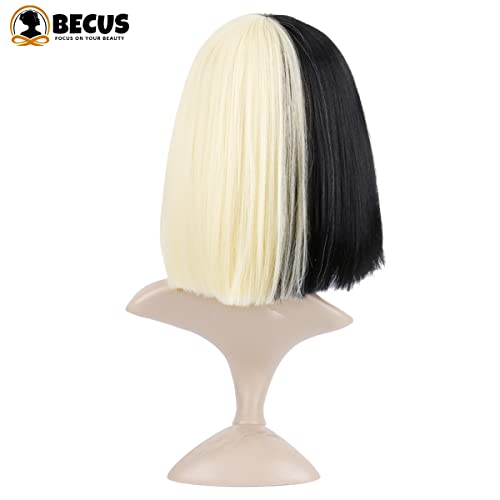 Cruella 22 Inch Natural Black and White Human Hair Wig for Women - Image 5