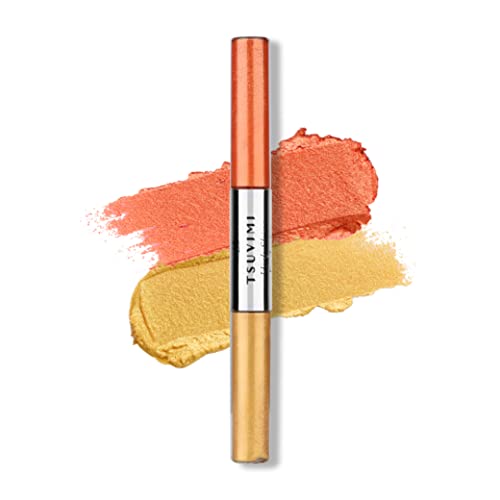 Orange and yellow eyeshadow for a vibrant makeup look.