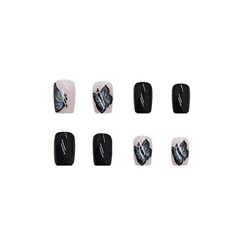 Butterfly Coffin Acrylic Nails Set for Stylish Nail Art - 24 Pieces - Image 5