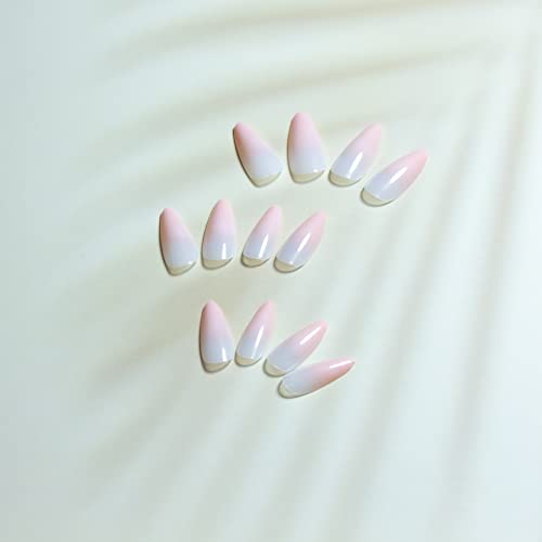 Ombre Almond Shaped Acrylic Nails Kit - 24 Piece Set - Image 5