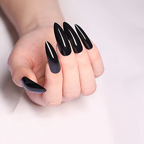 Sharp Black Acrylic Nails 24 Pieces Long Length for Stylish Manicures
