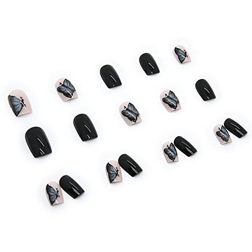 Butterfly Coffin Acrylic Nails Set for Stylish Nail Art - 24 Pieces - Image 4