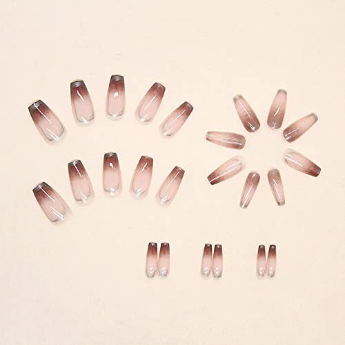 Tan Coffin Acrylic Nails - Image 3