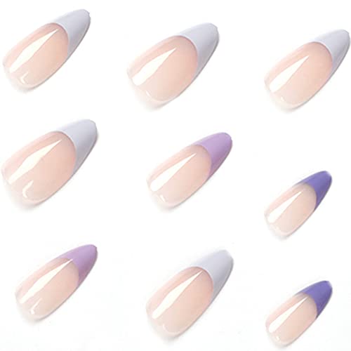 24 Piece Long Light Purple Acrylic Nails Set Stylish Design - Image 3