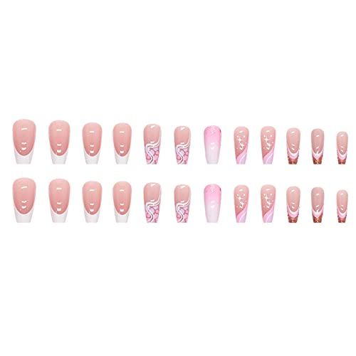 24-Piece Pastel Coffin Acrylic Nail Set for a Stylish, Medium Manicure - Image 5