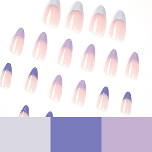 24 Piece Long Light Purple Acrylic Nails Set Stylish Design - Image 2