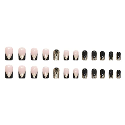 Chic Black and Gold Acrylic Nails Set 24 Piece Medium Size Stylish Manicure - Image 5
