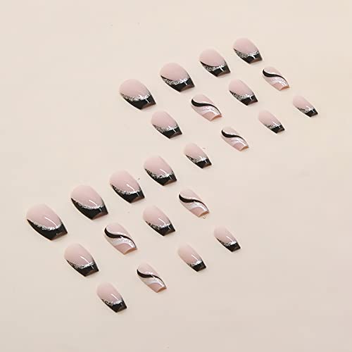 Black & Silver Acrylic Nails - Image 4