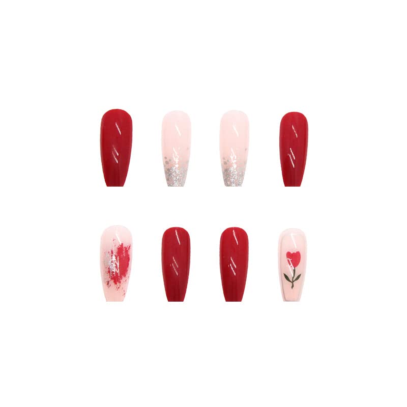 Rose Gold Coffin-Shaped Acrylic Nails - Image 3